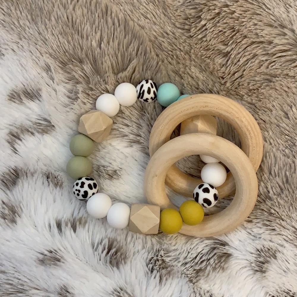 Silicone and Wood Beaded teething toy
